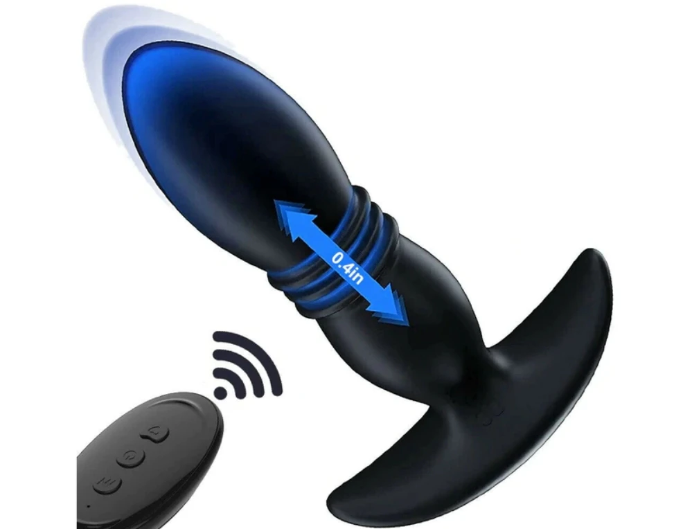 Thrusting Anal Vibrator Prostate Massager Butt Plug Black