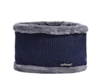 Winter Hat Fleece Lined Knitted High Elasticity Windproof Neck Protection Soft Beanie Scarf Cap for Daily Life Navy Blue