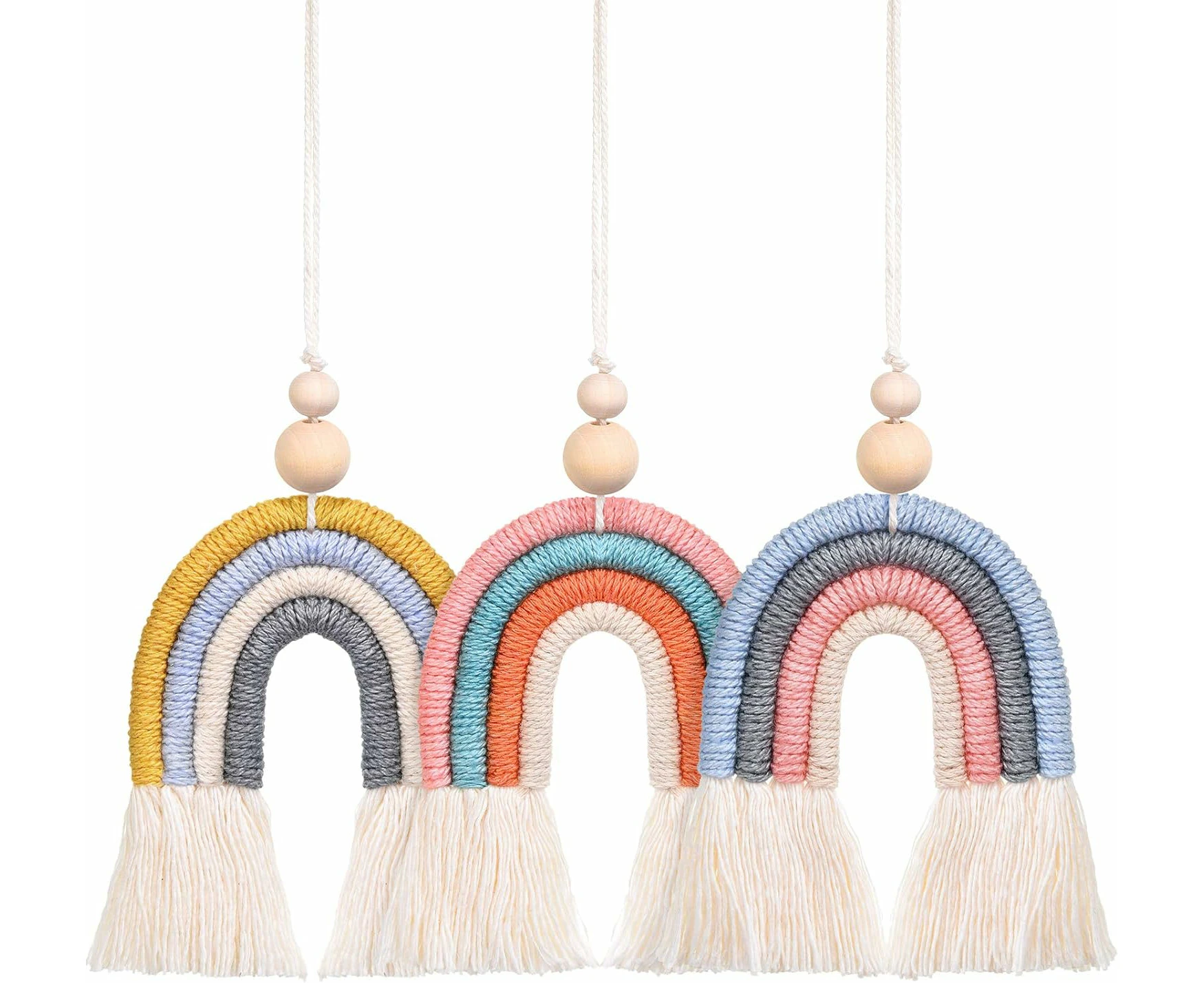 3 Pieces of Rainbow Car Pendant Lace Rainbow Car Diffuser Car Interior Hanging Air Freshener Decoration