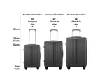 Mazam 3PCS Luggage Suitcase Trolley Set Travel TSA Lock Storage ABS Case Grey