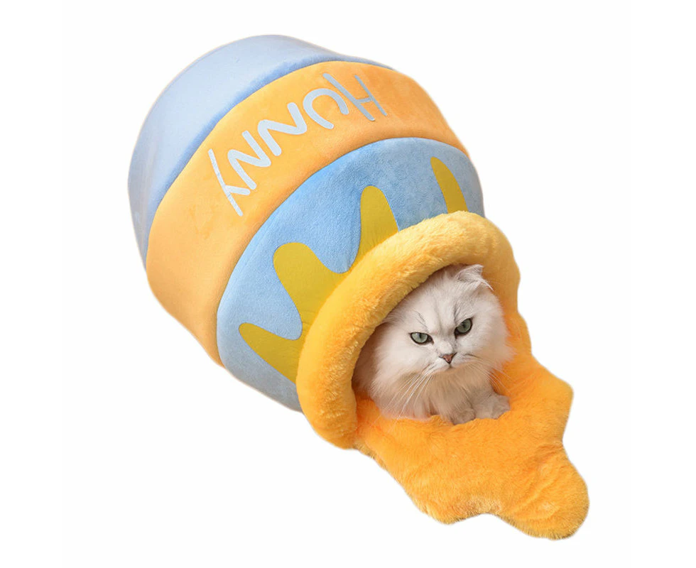 Hollypet Honey Pot Cat Bed with Removable Cushion Soft Pet House-Blue