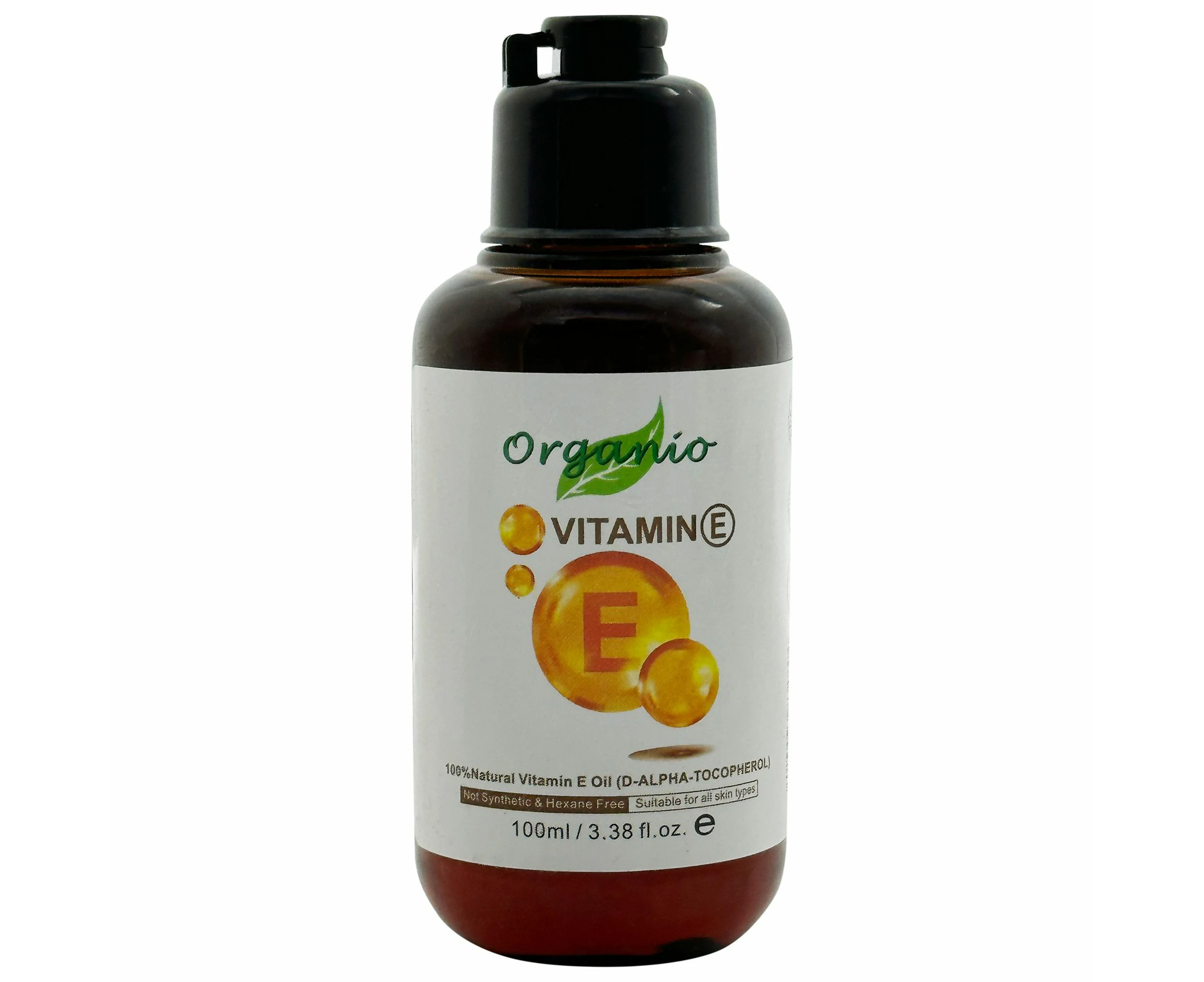 ORGANIC VITAMIN E OIL, COLD-PRESSED, 100% PURE, NATURAL SKINCARE - 100ml, Without Pump