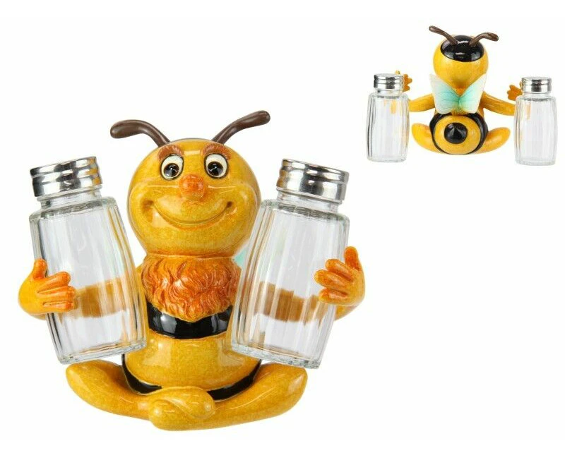 12cm Bee Salt & Pepper Shakers Set Ornament Statue Figurine Resin Sculpture Gift