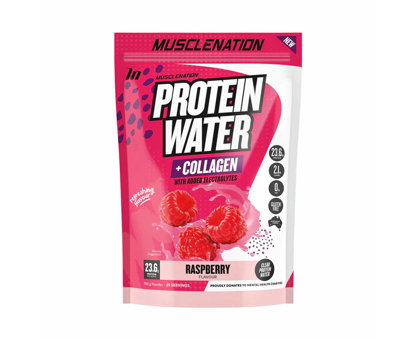 Muscle Nation Protein Water + Collagen - Raspberry