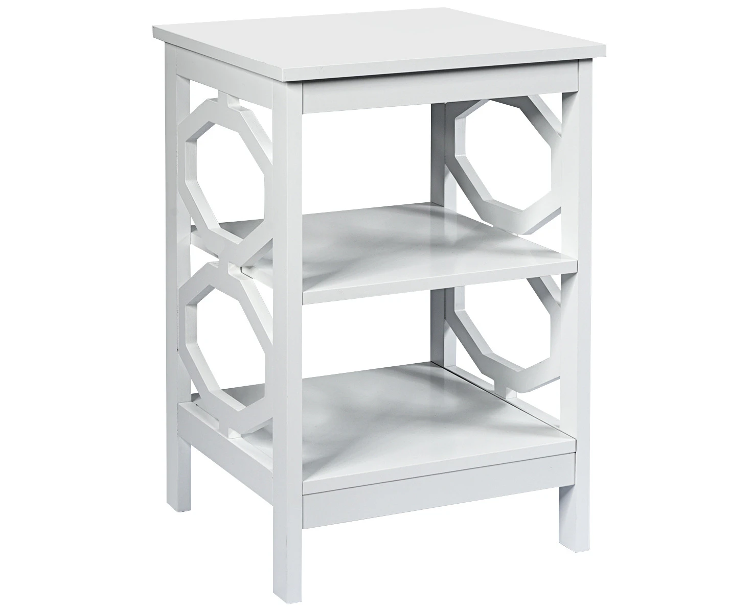 White 3-tier Nightstand Sofa Side End Accent Table Storage Display Shelf