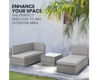 LONDON RATTAN 5 pc Outdoor Furniture Setting, 4 Seater Lounge Chairs, Includes Ottoman and Coffee Table, for Outdoors Garden Patio, Grey