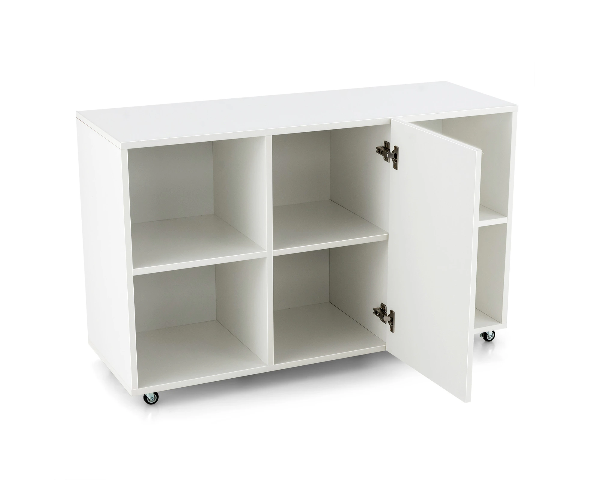 6-Cube Bookcase Rolling Storage Cabinet Sideboard Display Shelf Wheels White