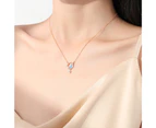 Rose Gold-Star Moon Pendant Women Necklace Rhinestone Elegant Luxury Adjustable Hypoallergenic Girls Clavicle Necklace Fashion Jewelry