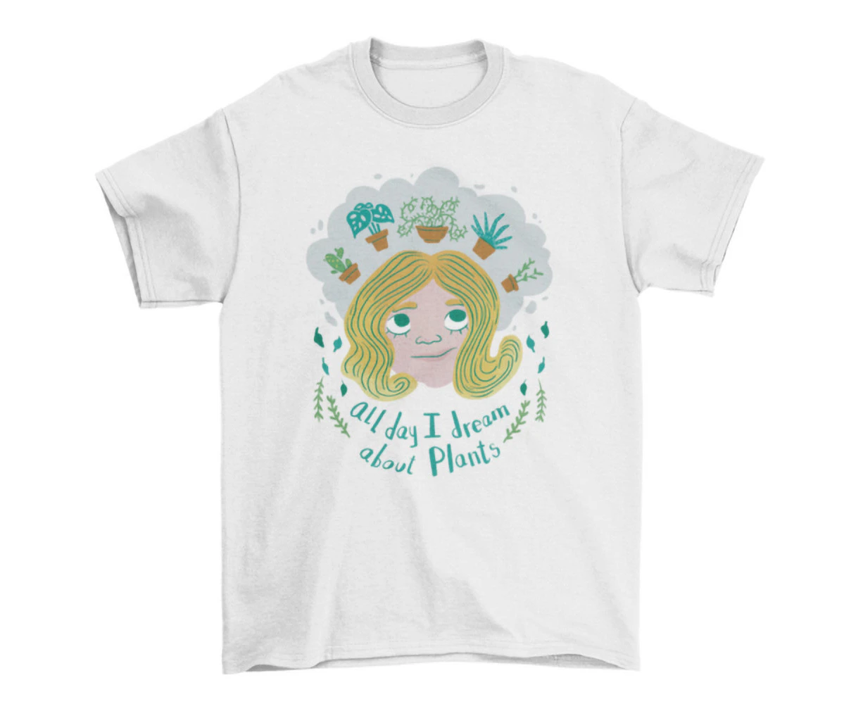 Amazing Girl Plants Dreaming Doodle Quote - All Day I Dream About T-Shirt - Clear