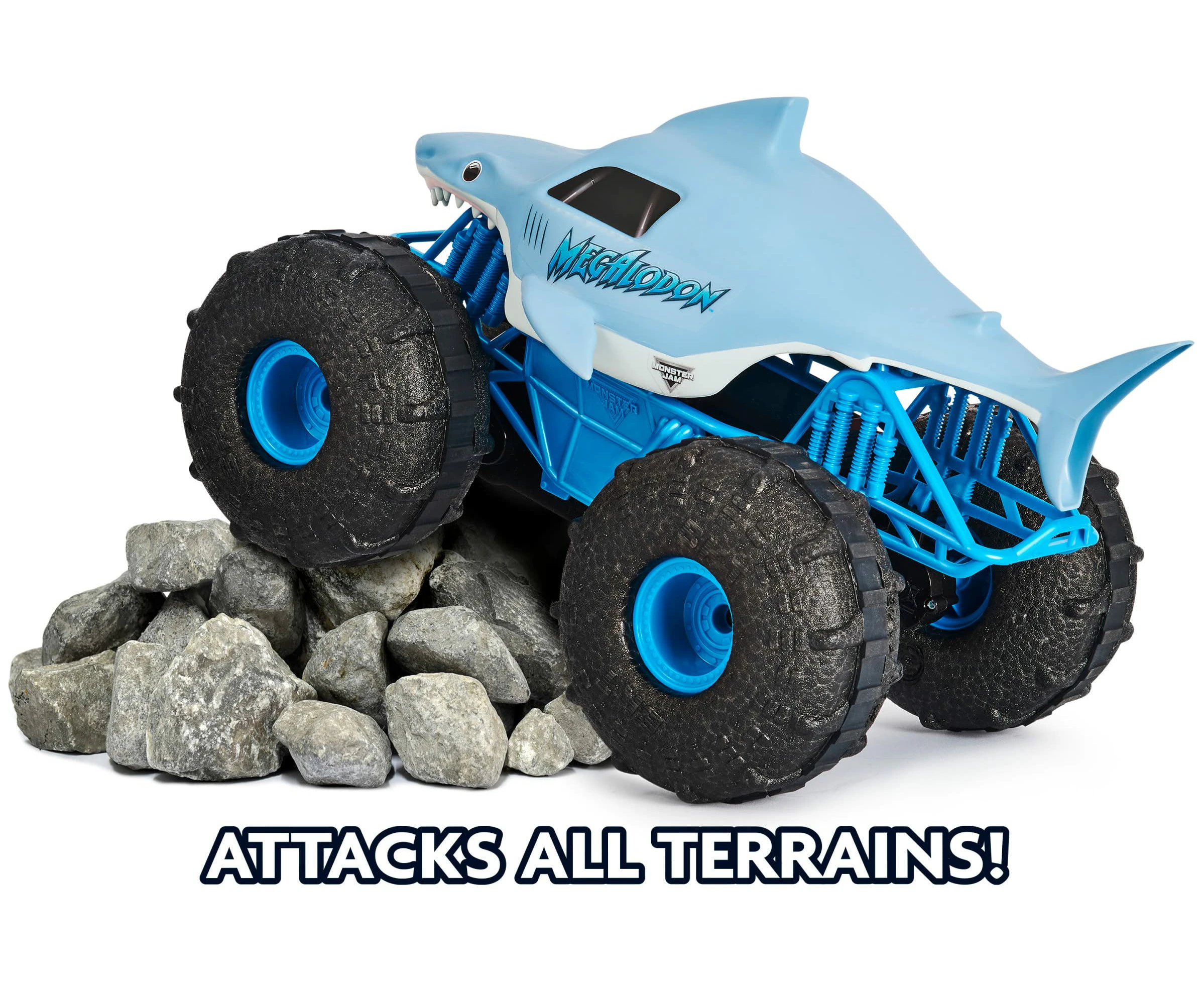 Monster Jam, Official Megalodon Storm All-terrain Remote Control Monster Truck, 1:15 Scale