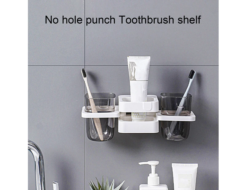 puluofuh Toothbrush Rack Multi-functional Punch-free Dustproof Foldable Wall-mounted Suction-up Electric Toothbrush Organizer Household Products-White