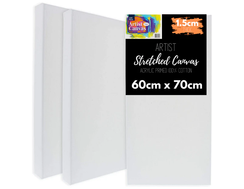 10 x THIN ARTIST STRETCHED CANVAS 60x70cm | Cotton White Blank Canvases Panel