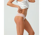 Women Low Waist Cotton Breathable Hipster Panties Stretch Bikini Briefs-74-rice white