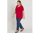 BeMe - Plus Size - Womens Tops -  Short Sleeve Criss Cross Top - Red