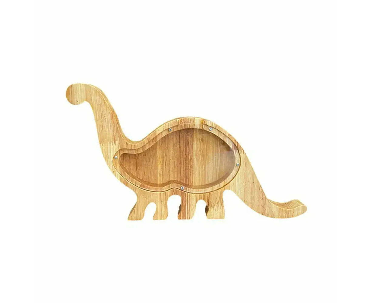 Vibe Geeks Wooden See Through Transparent Children’s Coin Box - Dinosaur