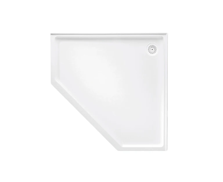 1000mm Marbletrend Flinders White Polymarble Straight Front Corner Rear Outlet Shower Base