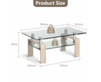 Coffee Table Rectangle Tempered Glass Top 2-Tier Storage Shelf Modern