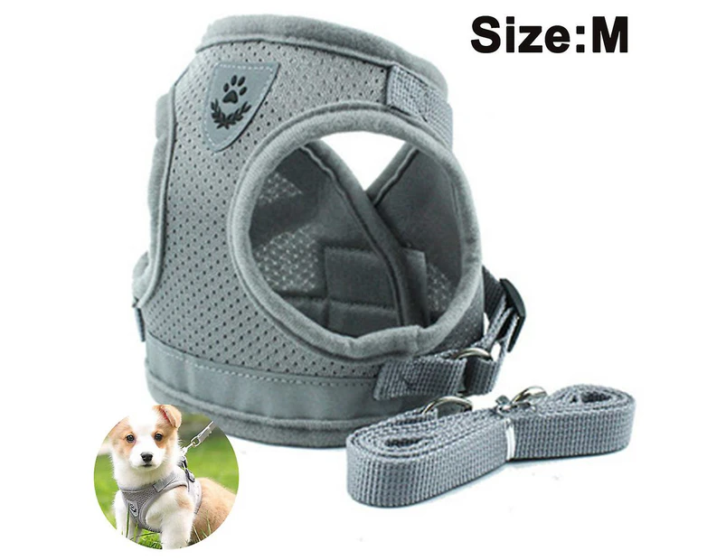 Duty Adjustable Pet Puppy Dog Safety Harness With Leash Lead Set Reflective No-pull Breathable Padded Dog Leash Collar Chest Harness Vest With Handle