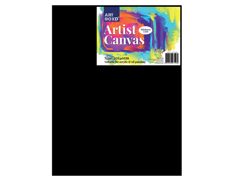 10 x BLACK ARTIST STRETCHED CANVAS 30x40cm | Cotton White Blank Canvases Panel