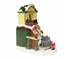 Animated Christmas Village Santa's Workshop Moving Conveyor w/ LED Lights Music