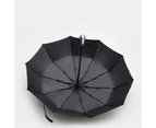 Automatic Umbrella Auto Open Close Compact Folding Anti Rain Windproof 10Ribs Au - Brown