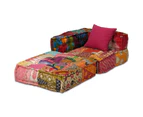 2 Seater Modular Sofa Bed Patchwork Fabric Chairs
