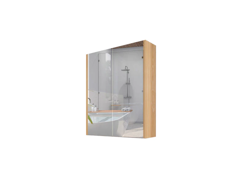 600x720x150mm  American Oak Geneva Fluted Mirror Cabinet