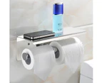 304 Stainless Steel Toilet Paper Two Rolls Holder Towel Phone Storage Bath Hook