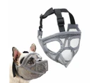 Hollypet Short Snout Dog Muzzle with Tongue Out Design for Biting Grooming-Grey