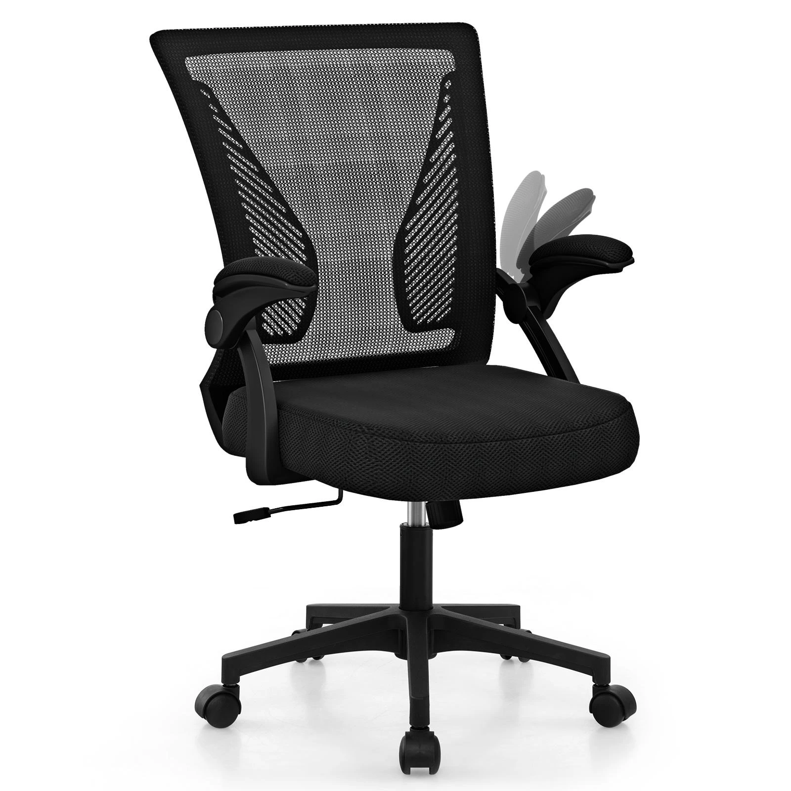 Costway Office Chair Ergonomic Swivel Chair w/Flip-Up Armrests Black