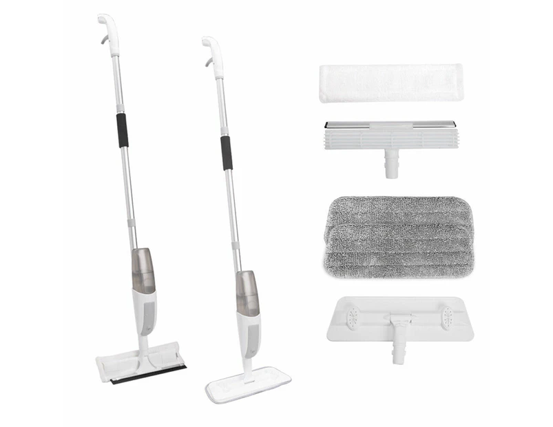 2 in 1 Spray Mop With Window Squeegee Wet Dry Floor Cleaner with Microfiber Pads