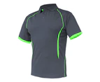 Big BEE Work Polo Shirt Mens Workwear Short Sleeve Pocket Sport Cool Black Blue Pink Hi Vis - Charcoal Lime