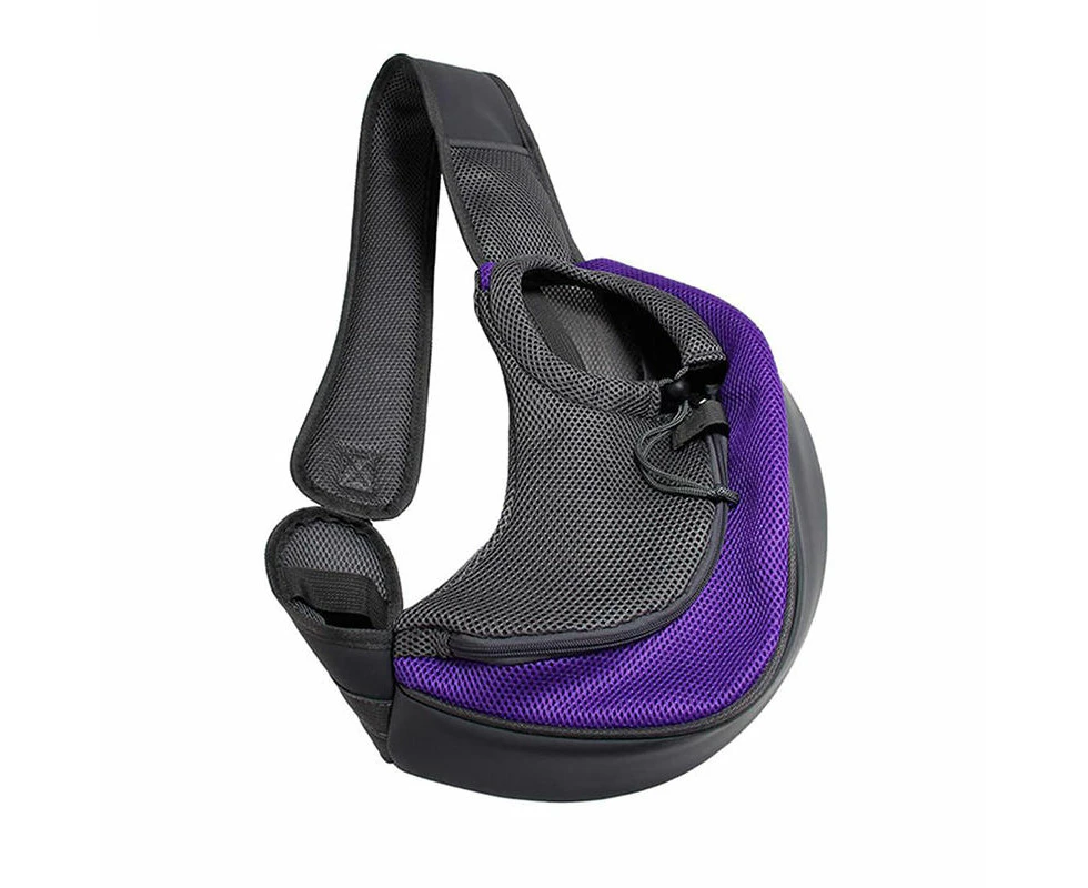 Hollypet Pet Sling Carrier Mesh Adjustable Strap Travel Bag for Dog Cat-Purple