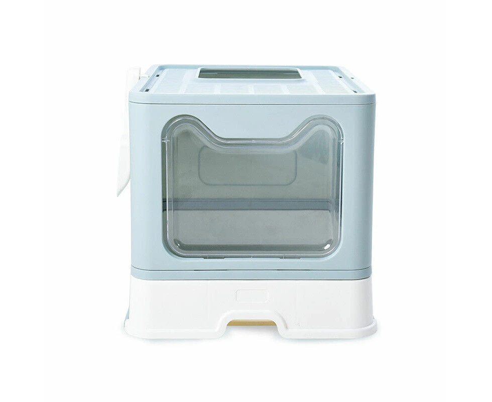 Cat Litter Box Fully Enclosed Tray Hooded Foldable Refills Kitty Toilet