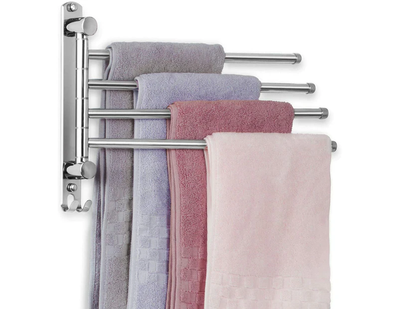 180 ° rotation Towel holder Stainless steel bath towel holder with 4-armed swivel arm towel rail Wall-mounted bathroom towel