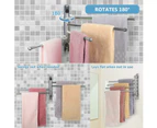 180 ° rotation Towel holder Stainless steel bath towel holder with 4-armed swivel arm towel rail Wall-mounted bathroom towel