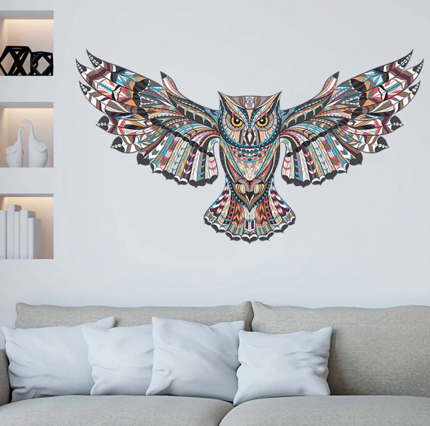 OWL FLYING ANIMALS MULTICOLOURED 3D WALL STICKER MURAL ART Decal