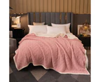 Plush Throw Blanket, Solid Color Taffeta Warm Cozy Blanket, Lambswool Plush Blanket for Bed, Sofa and Upholstered Chair -Rose powder