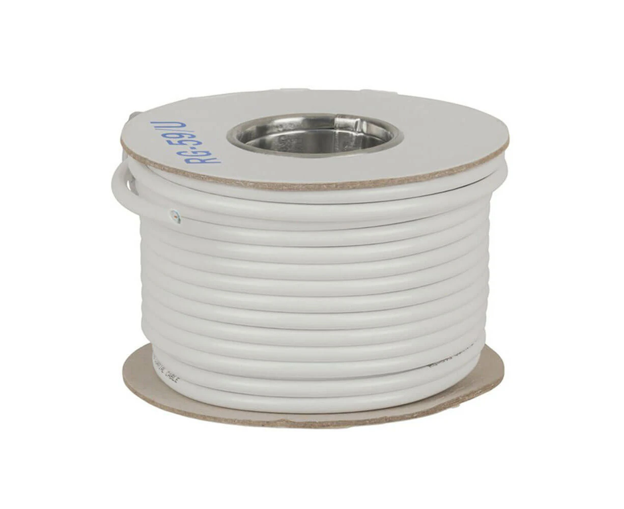 TechBrands RG59 Coaxial Cable Roll (30m) - White