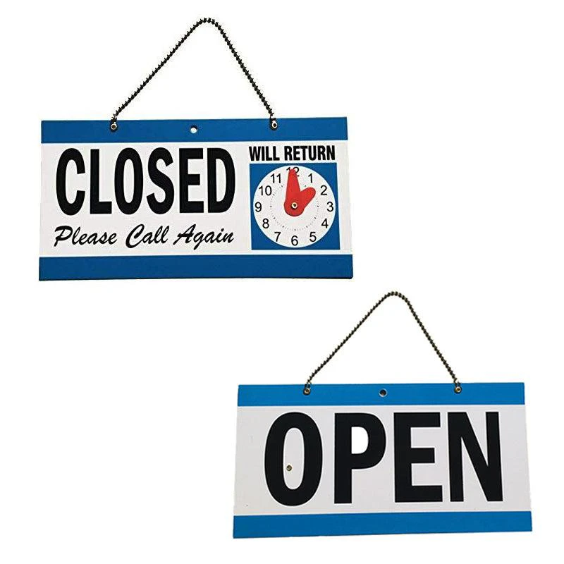 Open - Closed Will Return Sign Business Shop Door Restaurant Hand Crafted Clock