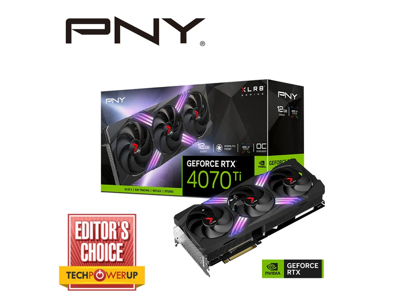 PNY Nvidia GeForce RTX 4070 Ti 12GB GDDR6X XLR8 Gaming RGB Triple Fan 3x DP 1x HDMI 2.1