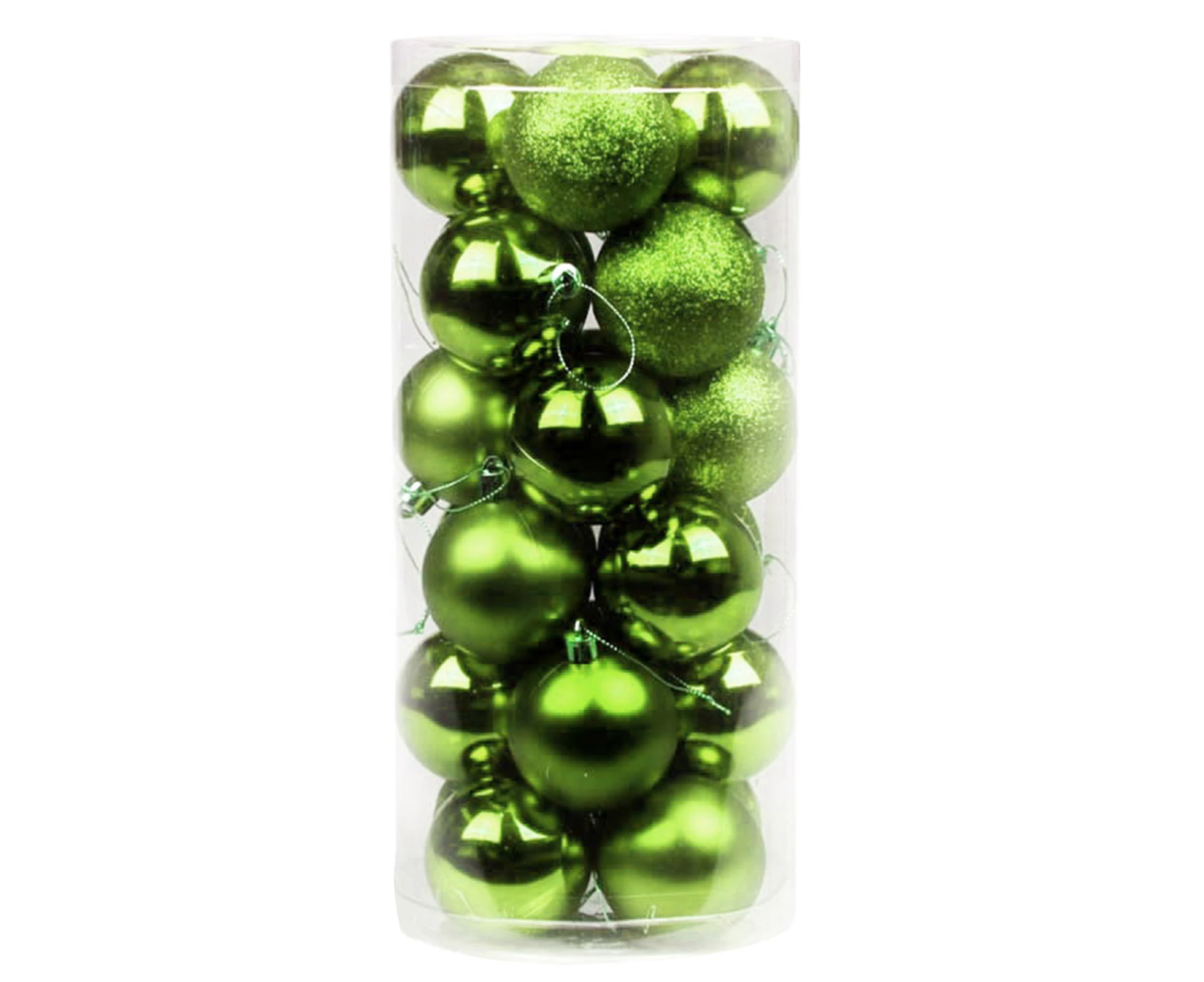 Gotofar 24Pcs Christmas Balls Glittering Shatterproof Plastic Xmas Tree Ornaments Party Decor - Fruit Green