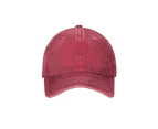 Washed Cotton Golf Dad Hat Adjustable Vintage Low Profile Baseball Cap Men Women-Wine Red