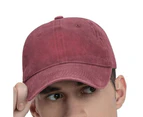 Washed Cotton Golf Dad Hat Adjustable Vintage Low Profile Baseball Cap Men Women-Wine Red