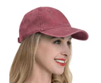 Washed Cotton Golf Dad Hat Adjustable Vintage Low Profile Baseball Cap Men Women-Wine Red