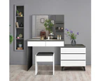 Dressing Table Set Makeup Vanity Mirrored Drawers Storage Grey Dresser Stool Modern Wooden Furniture Adjustable