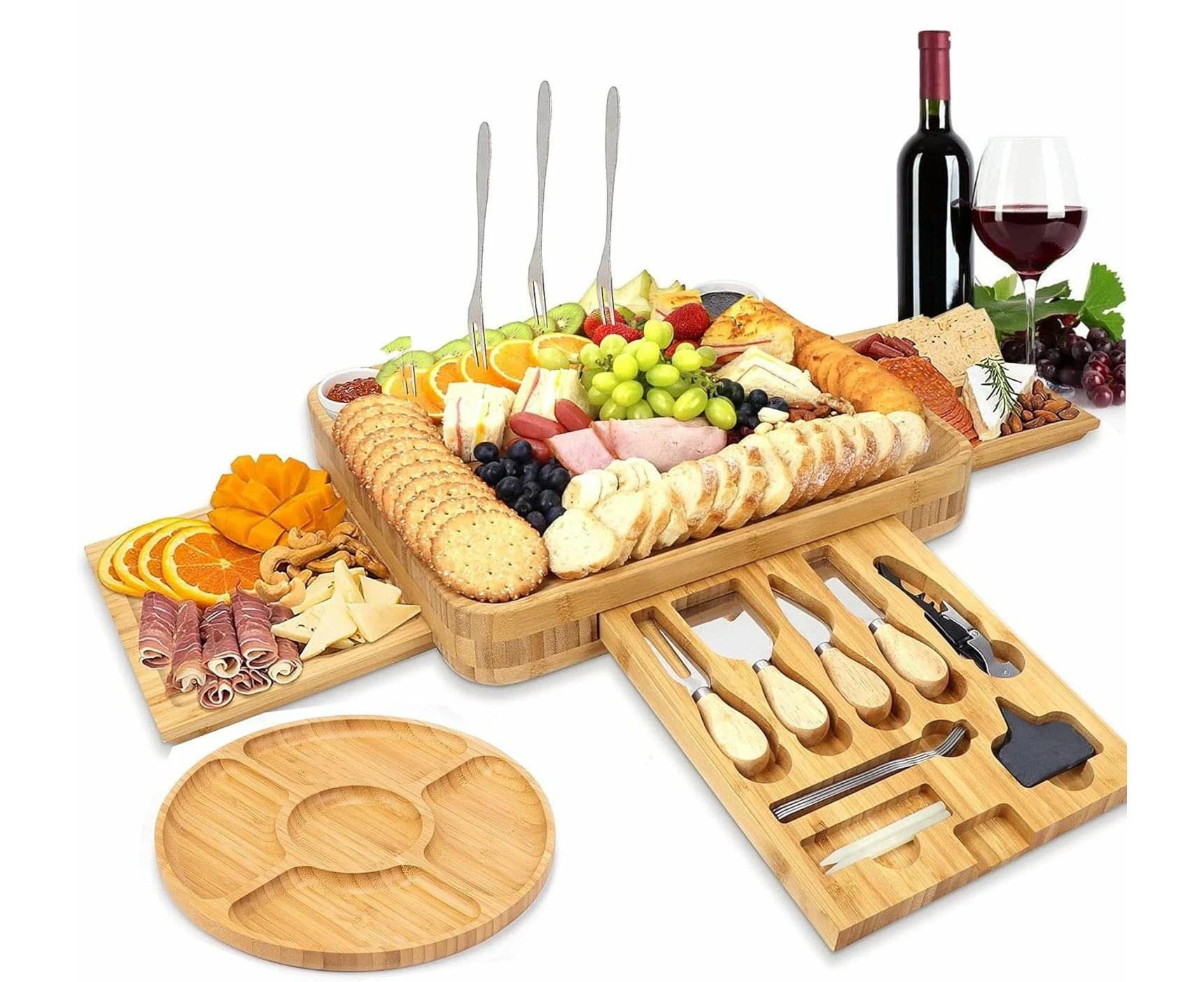 Unique Bamboo Cheese Board Knife Set - Housewarming, Wedding, Bridal Shower