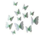 ishuif 12Pcs Wall Decal Waterproof Realistic Removable Ambilight 3D Butterfly Background Wall Sticker for Living Room-Green