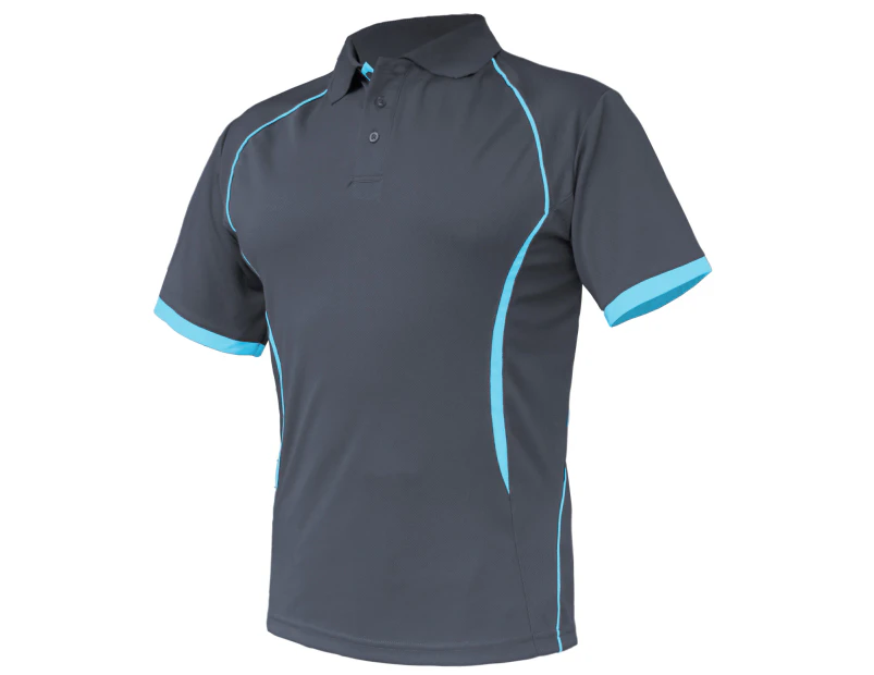 Big BEE Work Polo Shirt Mens Workwear Short Sleeve Pocket Sport Cool Black Blue Pink Hi Vis - Charcoal Aqua