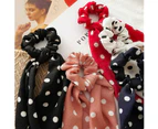 6 Pieces Chiffon Floral Scrunchie Ribbon Bow Scrunchies Ponytail Polka Dot Hair Scarves 2 in 1 Hair Ties Use for Women Girls